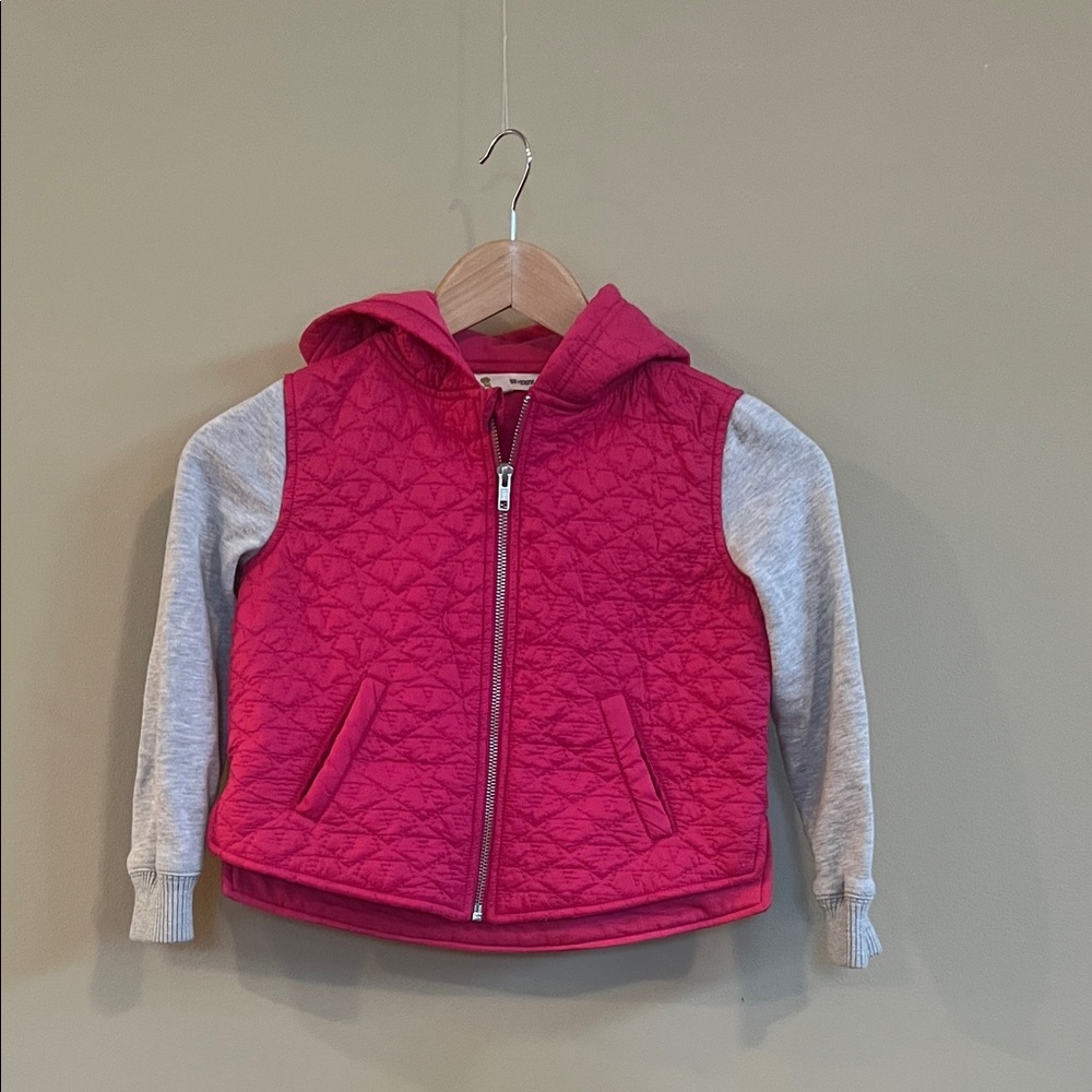 Tucker + Tate Vibrant Pink Quilted Hoodie with Sweatshirt Sleeves